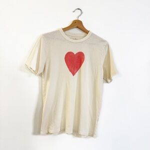 Imogene and Willie Tee Shirt Womens Small Red Ivory Heart Tee